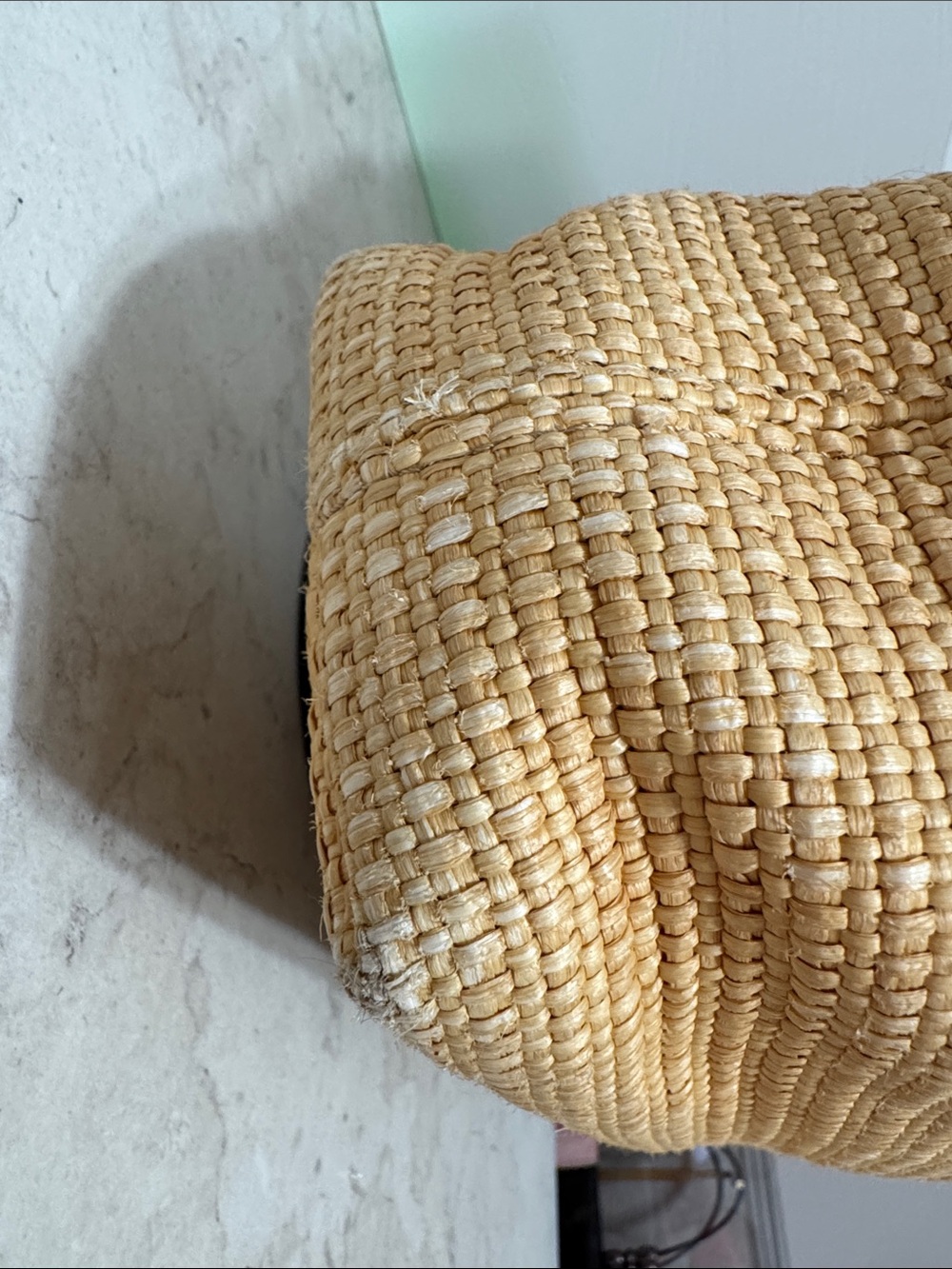 CHANEL Vintage Raffia  Straw Tote with Brown Leather Trim - Picture 3 of 15